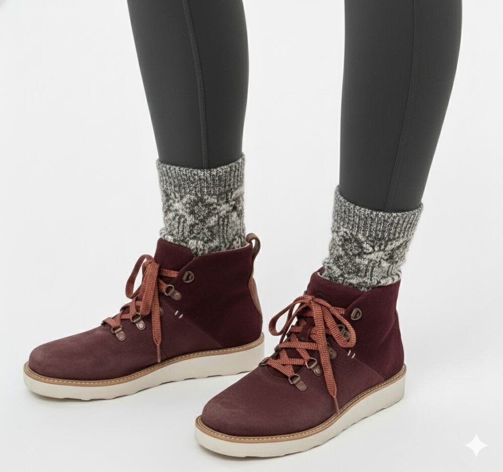 Kodiak Sauveur Waterproof Suede Leather Red Burgundy Wedge Hiking Boot Wmns Sz 9